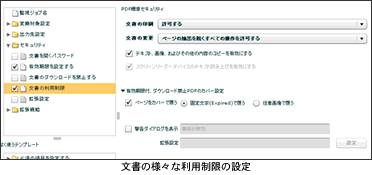 文書の様々な利用制限の設定